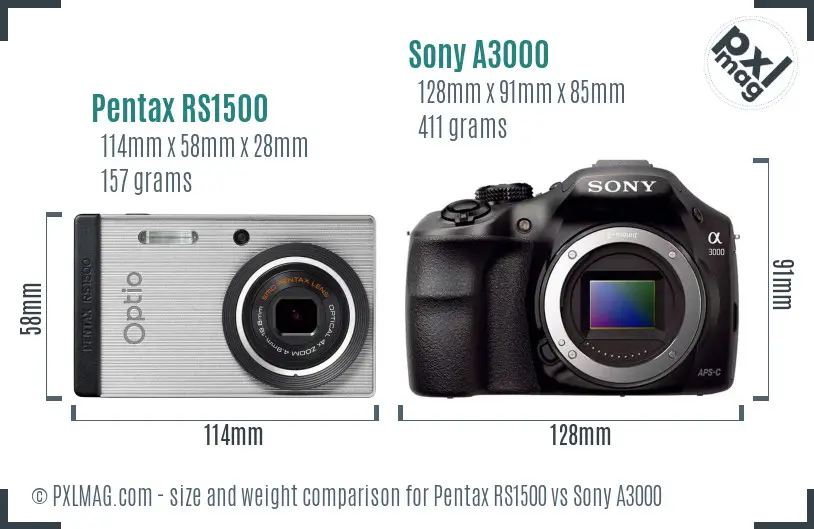 Pentax RS1500 vs Sony A3000 size comparison Pentax RS1500 vs Sony A3000 size comparison