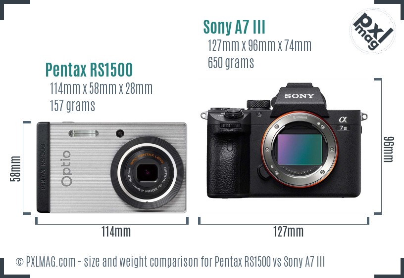 Pentax RS1500 vs Sony A7 III size comparison Pentax RS1500 vs Sony A7 III size comparison