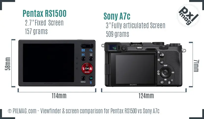 Pentax RS1500 vs Sony A7c Screen and Viewfinder comparison Pentax RS1500 vs Sony A7c Screen and Viewfinder comparison