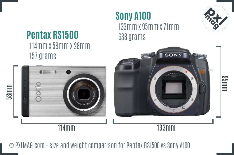 Pentax RS1500 vs Sony A100 size comparison