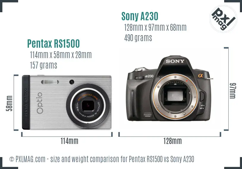 Pentax RS1500 vs Sony A230 size comparison Pentax RS1500 vs Sony A230 size comparison