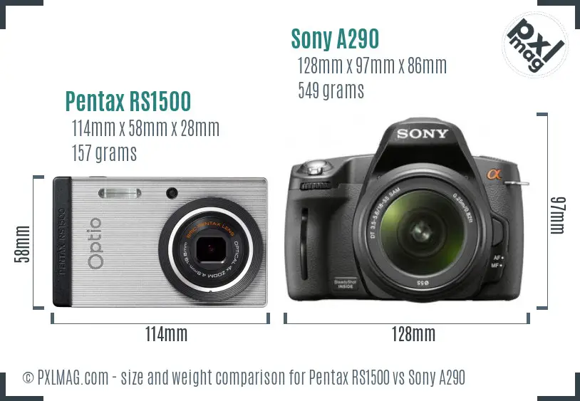 Pentax RS1500 vs Sony A290 size comparison