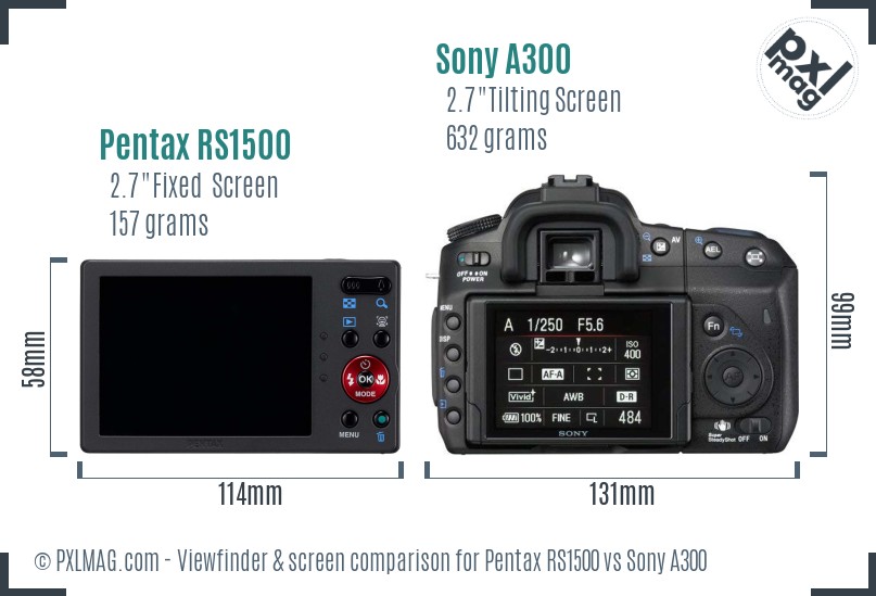 Pentax RS1500 vs Sony A300 Screen and Viewfinder comparison