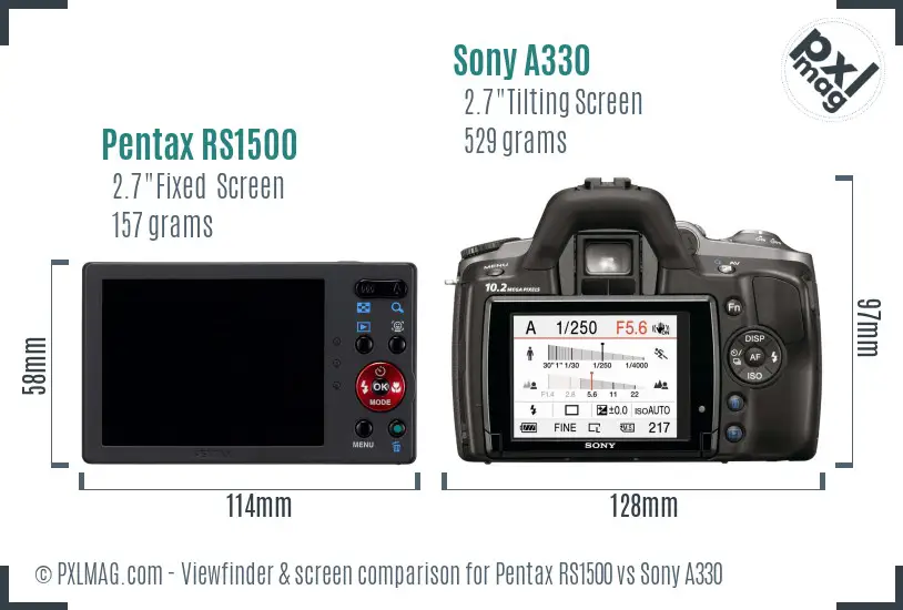 Pentax RS1500 vs Sony A330 Screen and Viewfinder comparison