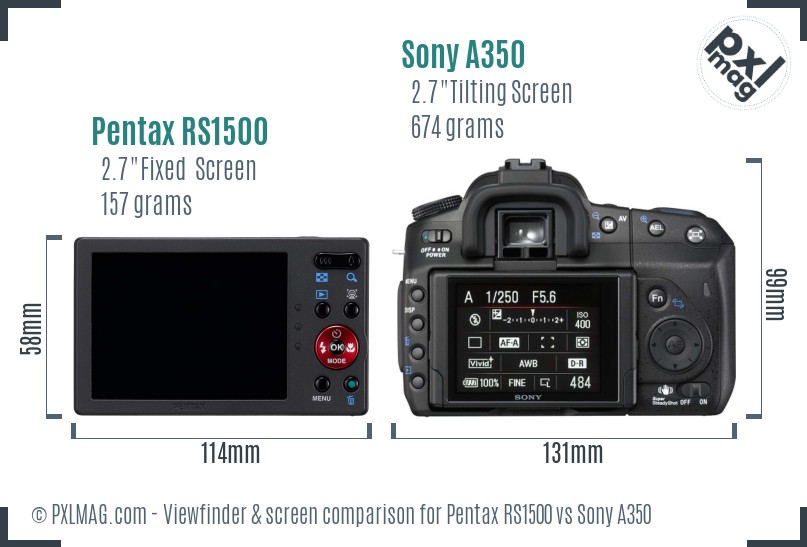 Pentax RS1500 vs Sony A350 Screen and Viewfinder comparison