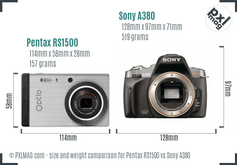 Pentax RS1500 vs Sony A380 size comparison