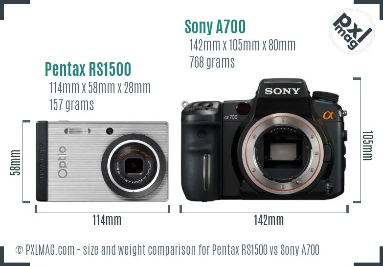 Pentax RS1500 vs Sony A700 size comparison Pentax RS1500 vs Sony A700 size comparison