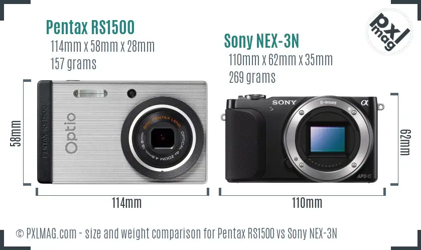 Pentax RS1500 vs Sony NEX-3N size comparison