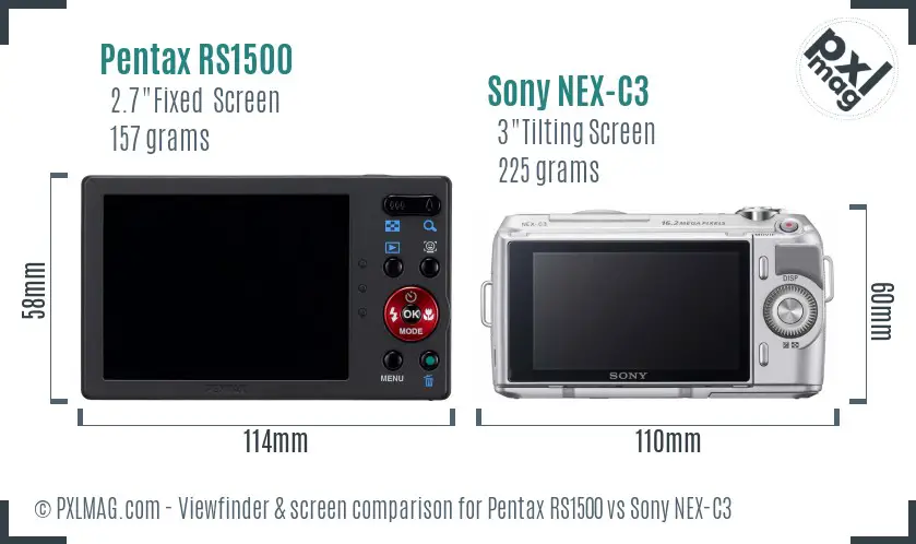 Pentax RS1500 vs Sony NEX-C3 Screen and Viewfinder comparison Pentax RS1500 vs Sony NEX-C3 Screen and Viewfinder comparison