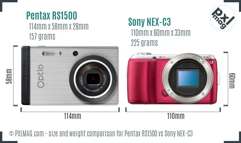 Pentax RS1500 vs Sony NEX-C3 size comparison Pentax RS1500 vs Sony NEX-C3 size comparison