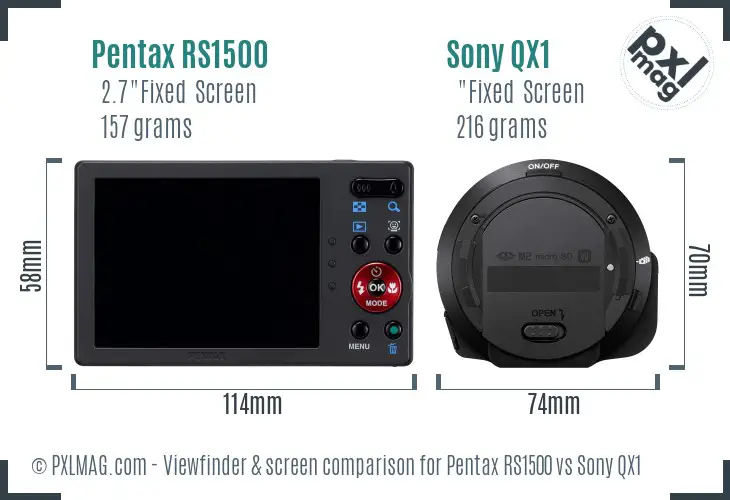 Pentax RS1500 vs Sony QX1 Screen and Viewfinder comparison Pentax RS1500 vs Sony QX1 Screen and Viewfinder comparison