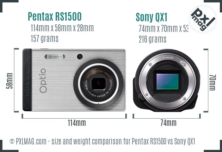 Pentax RS1500 vs Sony QX1 size comparison Pentax RS1500 vs Sony QX1 size comparison