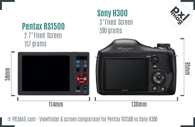 Pentax RS1500 vs Sony H300 Screen and Viewfinder comparison