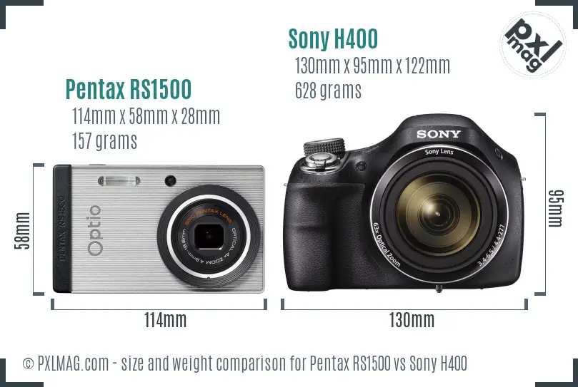 Pentax RS1500 vs Sony H400 size comparison