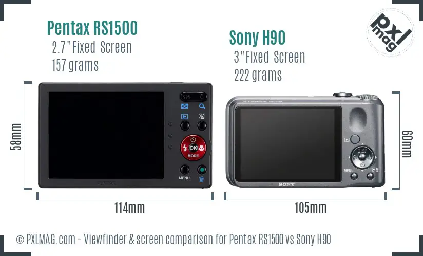 Pentax RS1500 vs Sony H90 Screen and Viewfinder comparison
