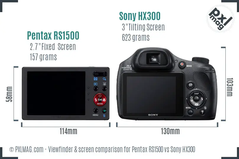 Pentax RS1500 vs Sony HX300 Screen and Viewfinder comparison