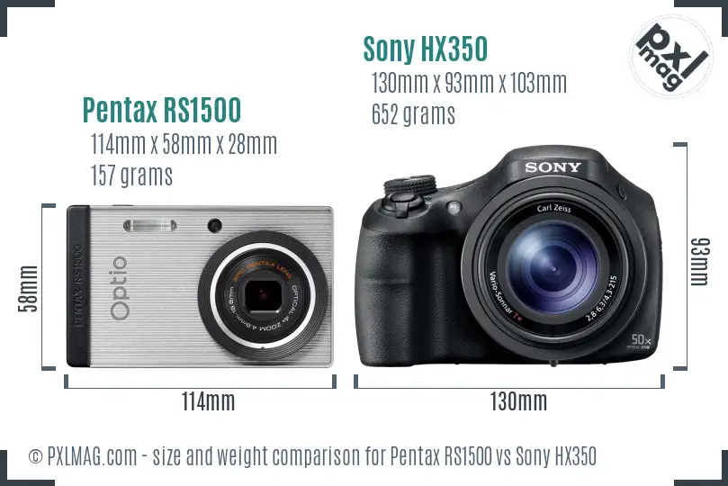 Pentax RS1500 vs Sony HX350 size comparison Pentax RS1500 vs Sony HX350 size comparison