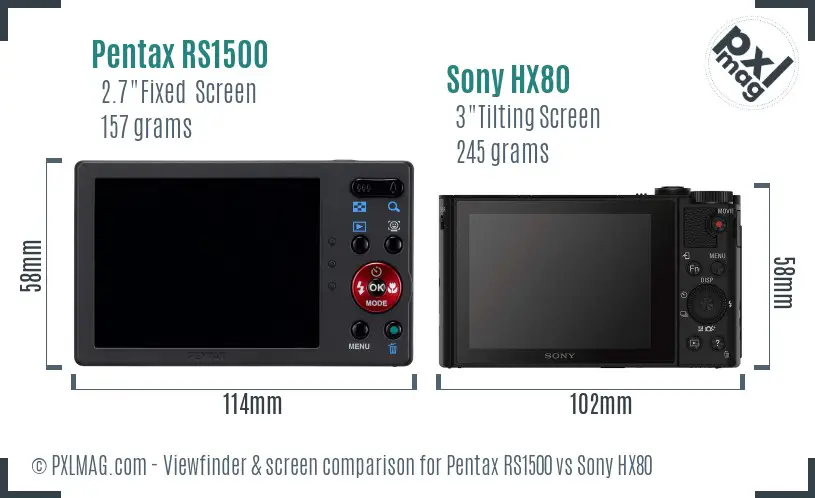 Pentax RS1500 vs Sony HX80 Screen and Viewfinder comparison