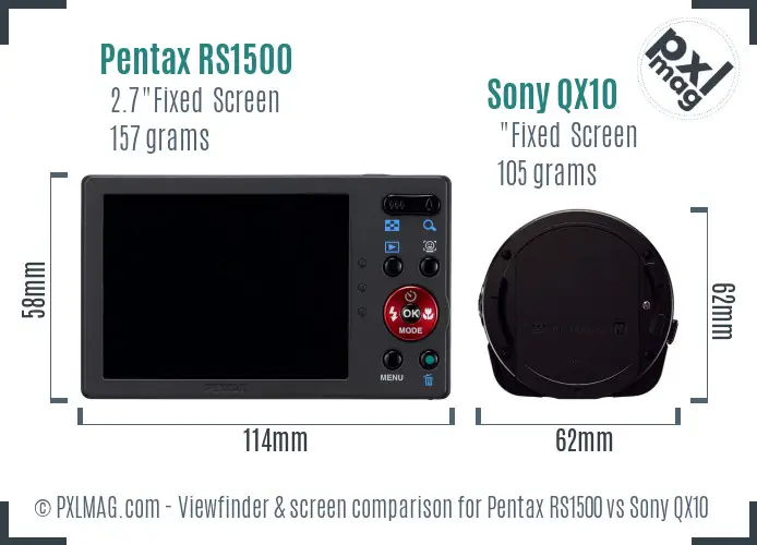 Pentax RS1500 vs Sony QX10 Screen and Viewfinder comparison