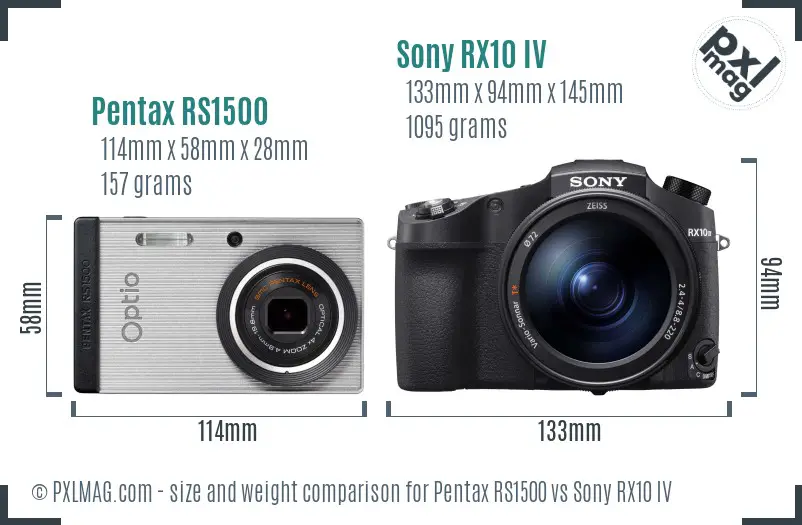 Pentax RS1500 vs Sony RX10 IV size comparison Pentax RS1500 vs Sony RX10 IV size comparison
