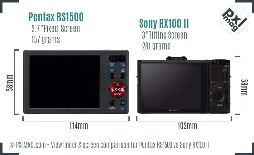 Pentax RS1500 vs Sony RX100 II Screen and Viewfinder comparison