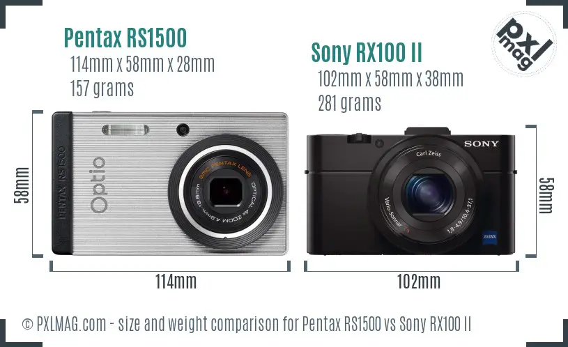 Pentax RS1500 vs Sony RX100 II size comparison