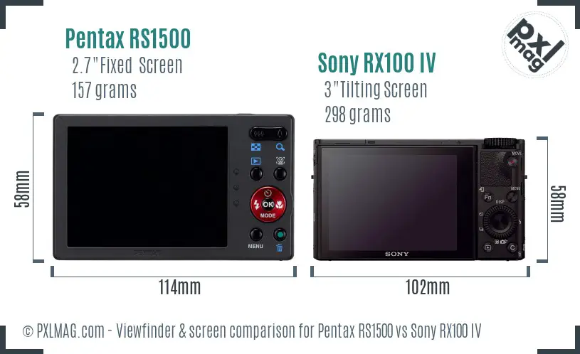 Pentax RS1500 vs Sony RX100 IV Screen and Viewfinder comparison