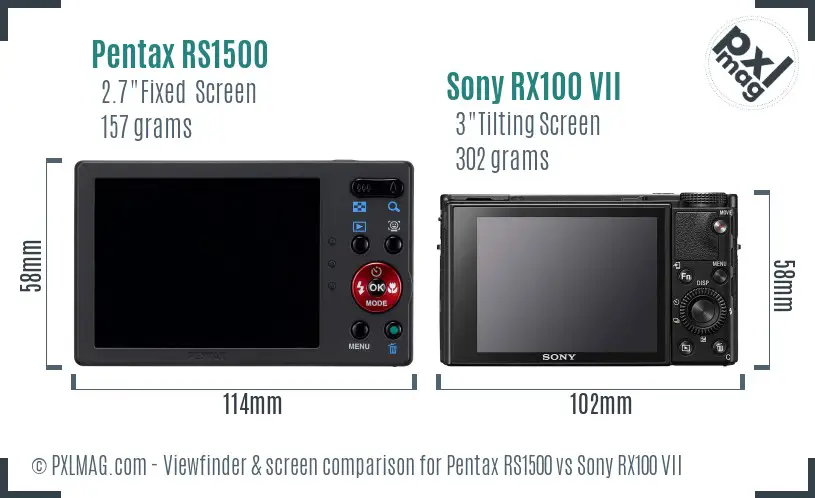 Pentax RS1500 vs Sony RX100 VII Screen and Viewfinder comparison Pentax RS1500 vs Sony RX100 VII Screen and Viewfinder comparison