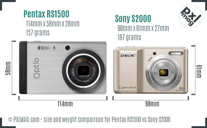 Pentax RS1500 vs Sony S2000 size comparison