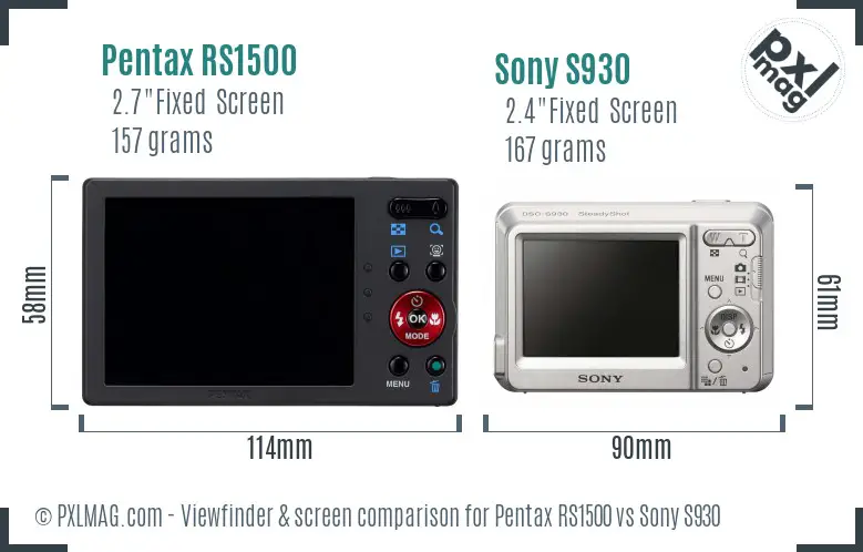 Pentax RS1500 vs Sony S930 Screen and Viewfinder comparison Pentax RS1500 vs Sony S930 Screen and Viewfinder comparison