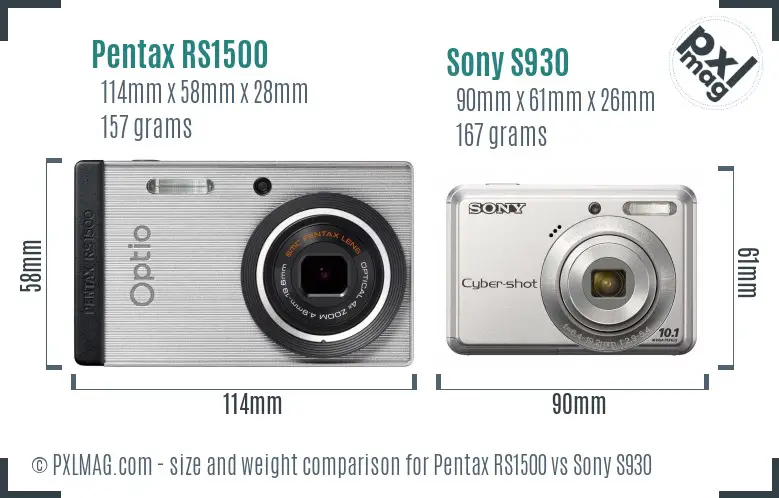 Pentax RS1500 vs Sony S930 size comparison Pentax RS1500 vs Sony S930 size comparison