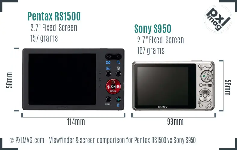 Pentax RS1500 vs Sony S950 Screen and Viewfinder comparison Pentax RS1500 vs Sony S950 Screen and Viewfinder comparison