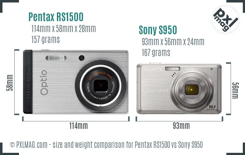 Pentax RS1500 vs Sony S950 size comparison Pentax RS1500 vs Sony S950 size comparison