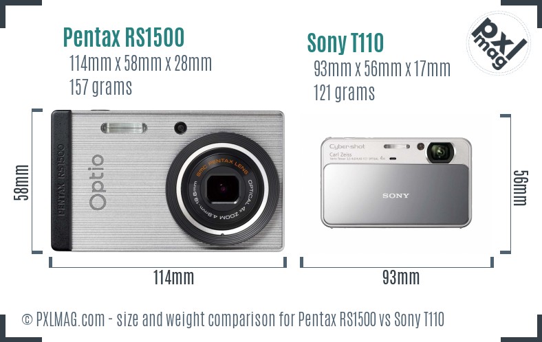 Pentax RS1500 vs Sony T110 size comparison Pentax RS1500 vs Sony T110 size comparison