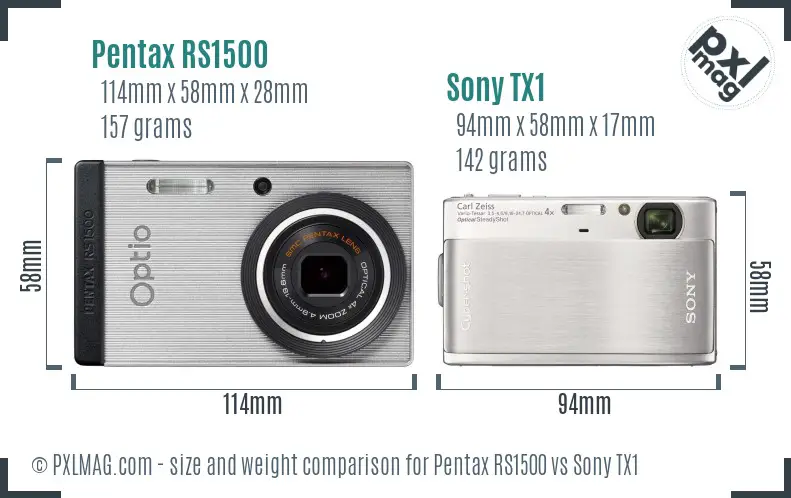 Pentax RS1500 vs Sony TX1 size comparison Pentax RS1500 vs Sony TX1 size comparison