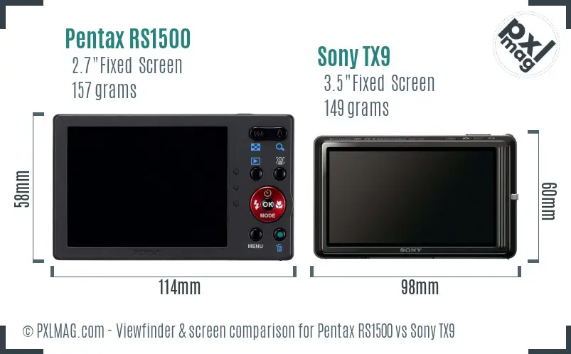 Pentax RS1500 vs Sony TX9 Screen and Viewfinder comparison Pentax RS1500 vs Sony TX9 Screen and Viewfinder comparison