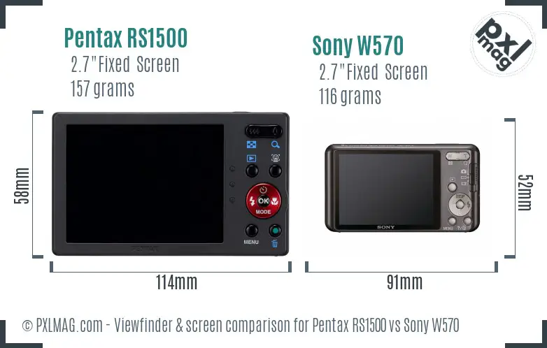 Pentax RS1500 vs Sony W570 Screen and Viewfinder comparison