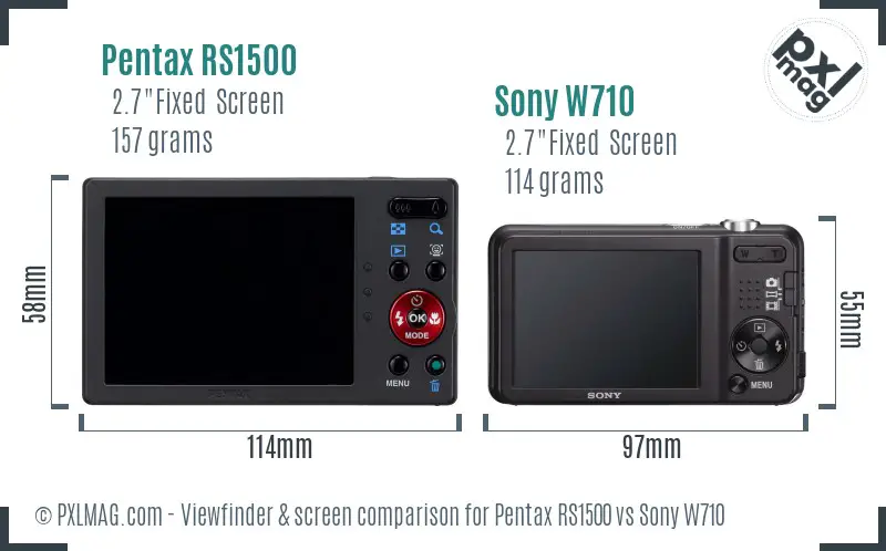Pentax RS1500 vs Sony W710 Screen and Viewfinder comparison