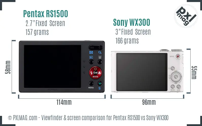 Pentax RS1500 vs Sony WX300 Screen and Viewfinder comparison