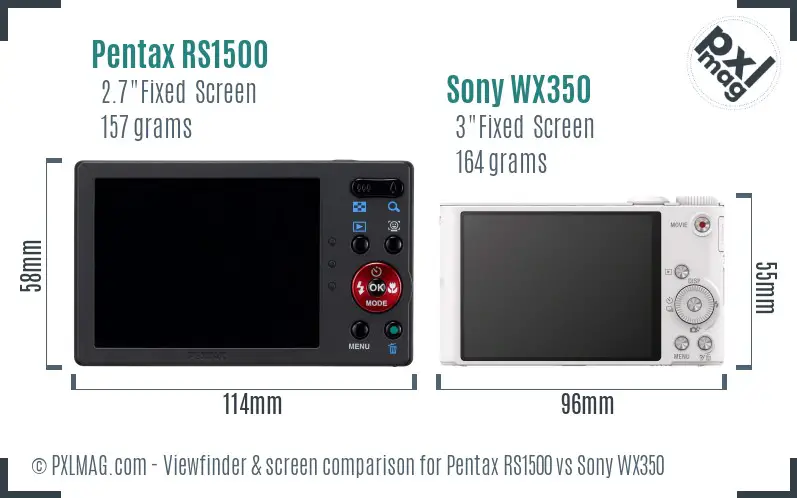 Pentax RS1500 vs Sony WX350 Screen and Viewfinder comparison
