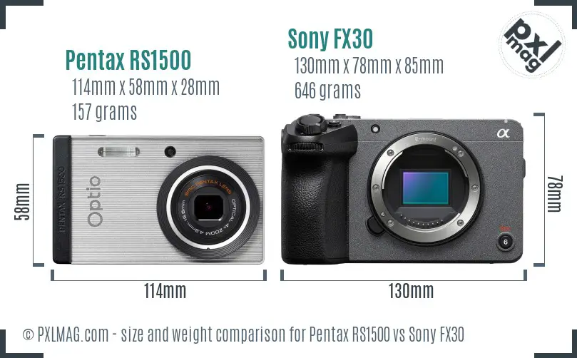 Pentax RS1500 vs Sony FX30 size comparison Pentax RS1500 vs Sony FX30 size comparison