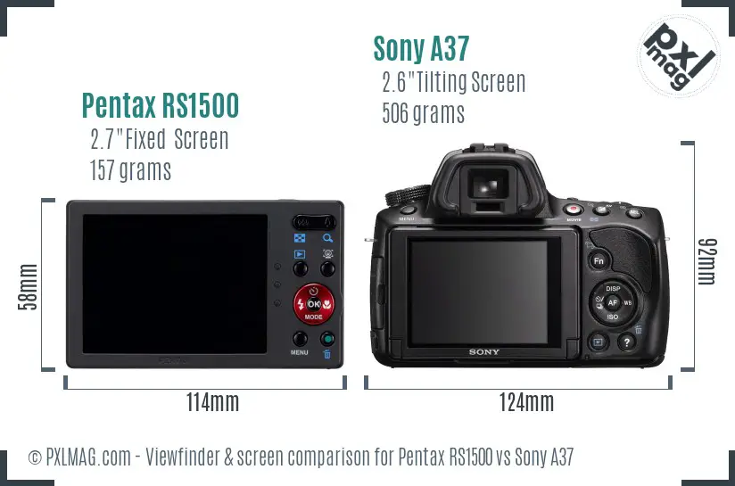 Pentax RS1500 vs Sony A37 Screen and Viewfinder comparison