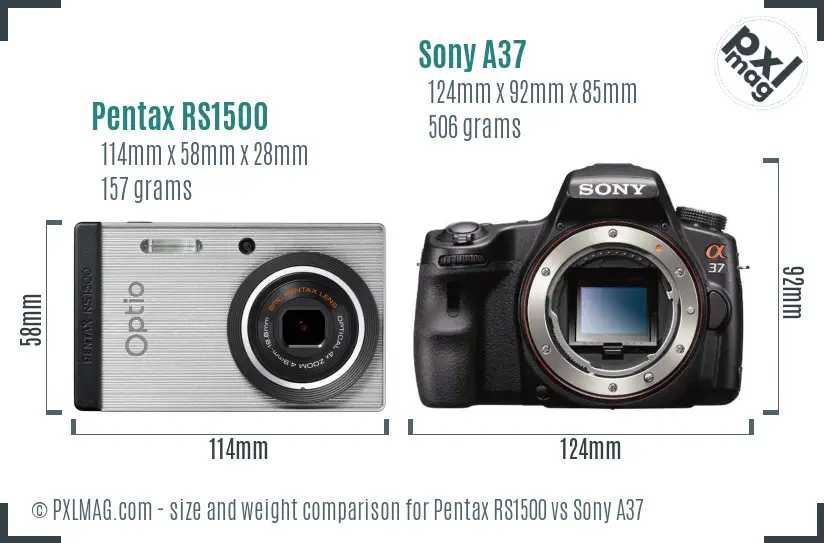 Pentax RS1500 vs Sony A37 size comparison Pentax RS1500 vs Sony A37 size comparison
