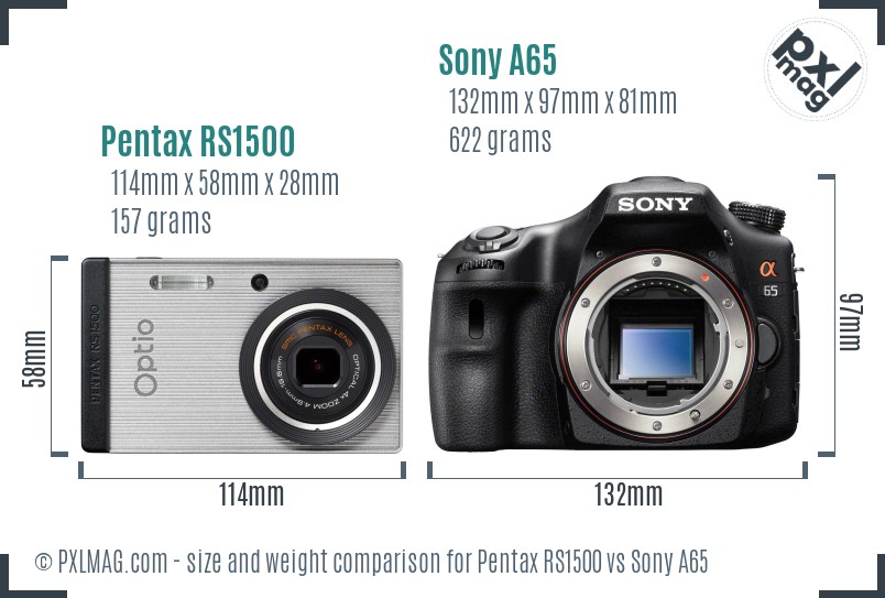 Pentax RS1500 vs Sony A65 size comparison Pentax RS1500 vs Sony A65 size comparison