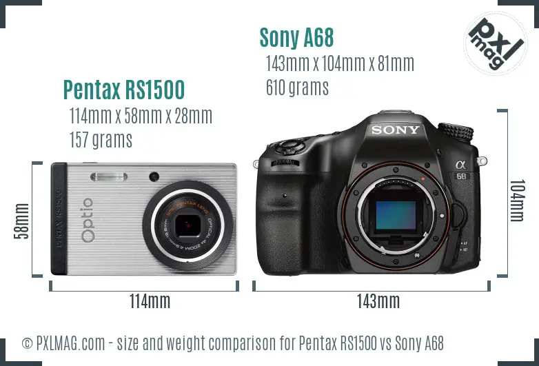 Pentax RS1500 vs Sony A68 size comparison Pentax RS1500 vs Sony A68 size comparison