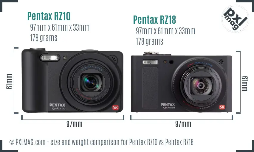 Pentax RZ10 vs Pentax RZ18 size comparison