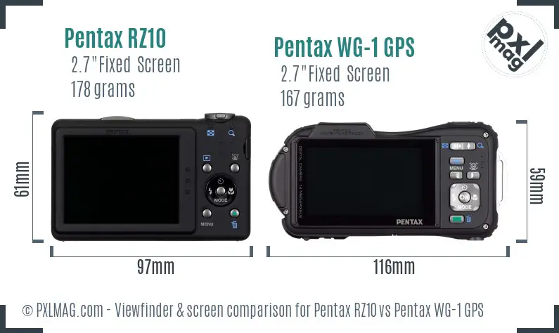 Pentax RZ10 vs Pentax WG-1 GPS Screen and Viewfinder comparison