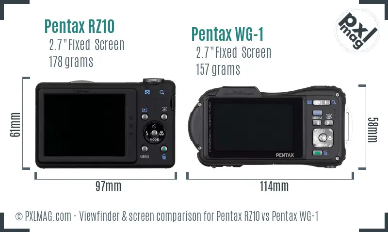 Pentax RZ10 vs Pentax WG-1 Screen and Viewfinder comparison