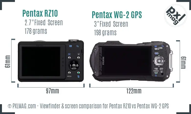 Pentax RZ10 vs Pentax WG-2 GPS Screen and Viewfinder comparison