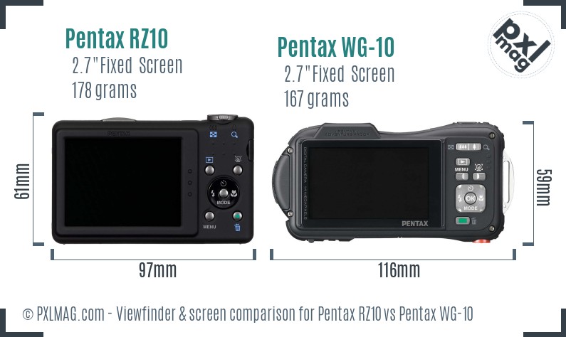 Pentax RZ10 vs Pentax WG-10 Screen and Viewfinder comparison